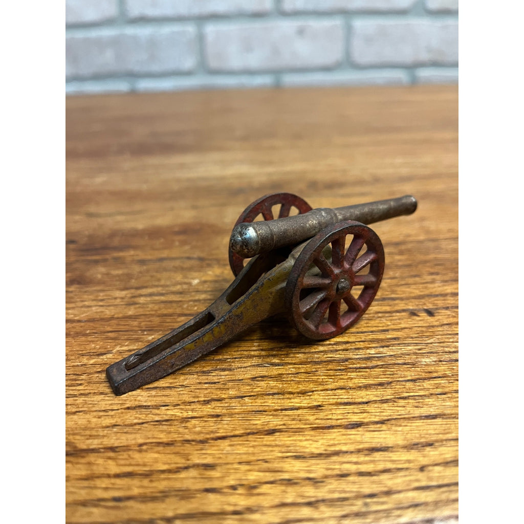 Vintage Arcade Cast Iron Civil War Cannon 4.25" Toy Nickel Plated Barrel