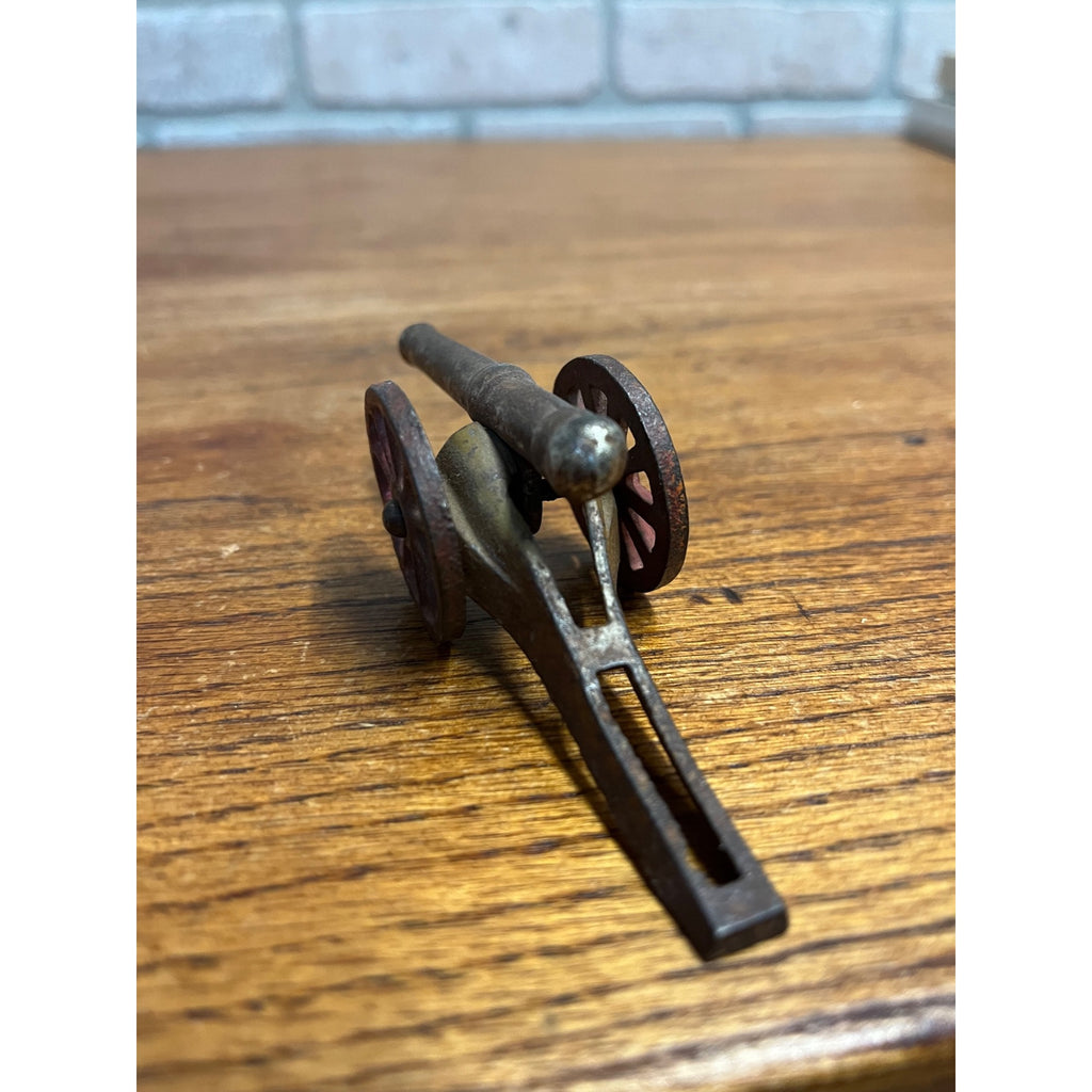 Vintage Arcade Cast Iron Civil War Cannon 4.25" Toy Nickel Plated Barrel