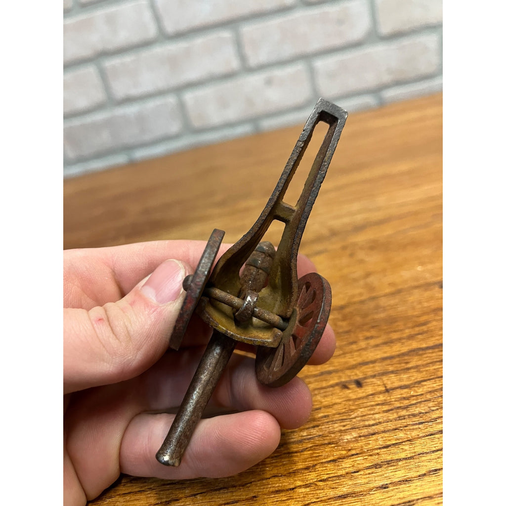 Vintage Arcade Cast Iron Civil War Cannon 4.25" Toy Nickel Plated Barrel