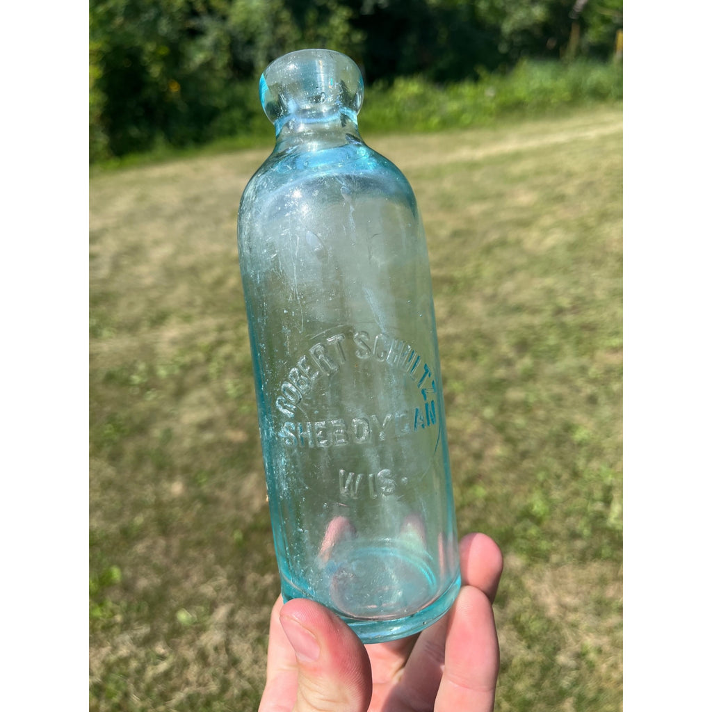 Vintage Robert Schultz Hutchinson Top Glass Bottle Sheboygan, Wisconsin