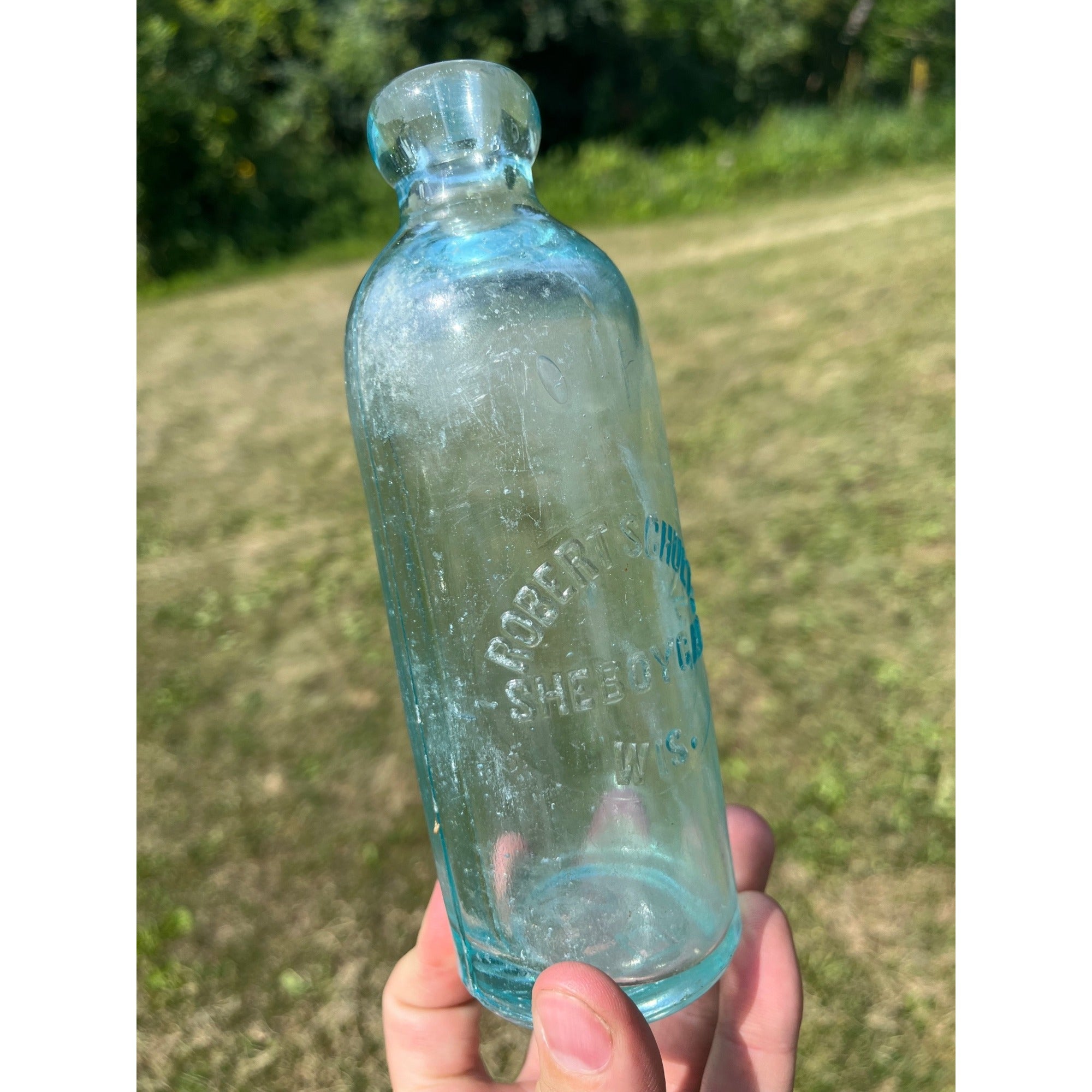 Vintage Robert Schultz Hutchinson Top Glass Bottle Sheboygan, Wisconsin