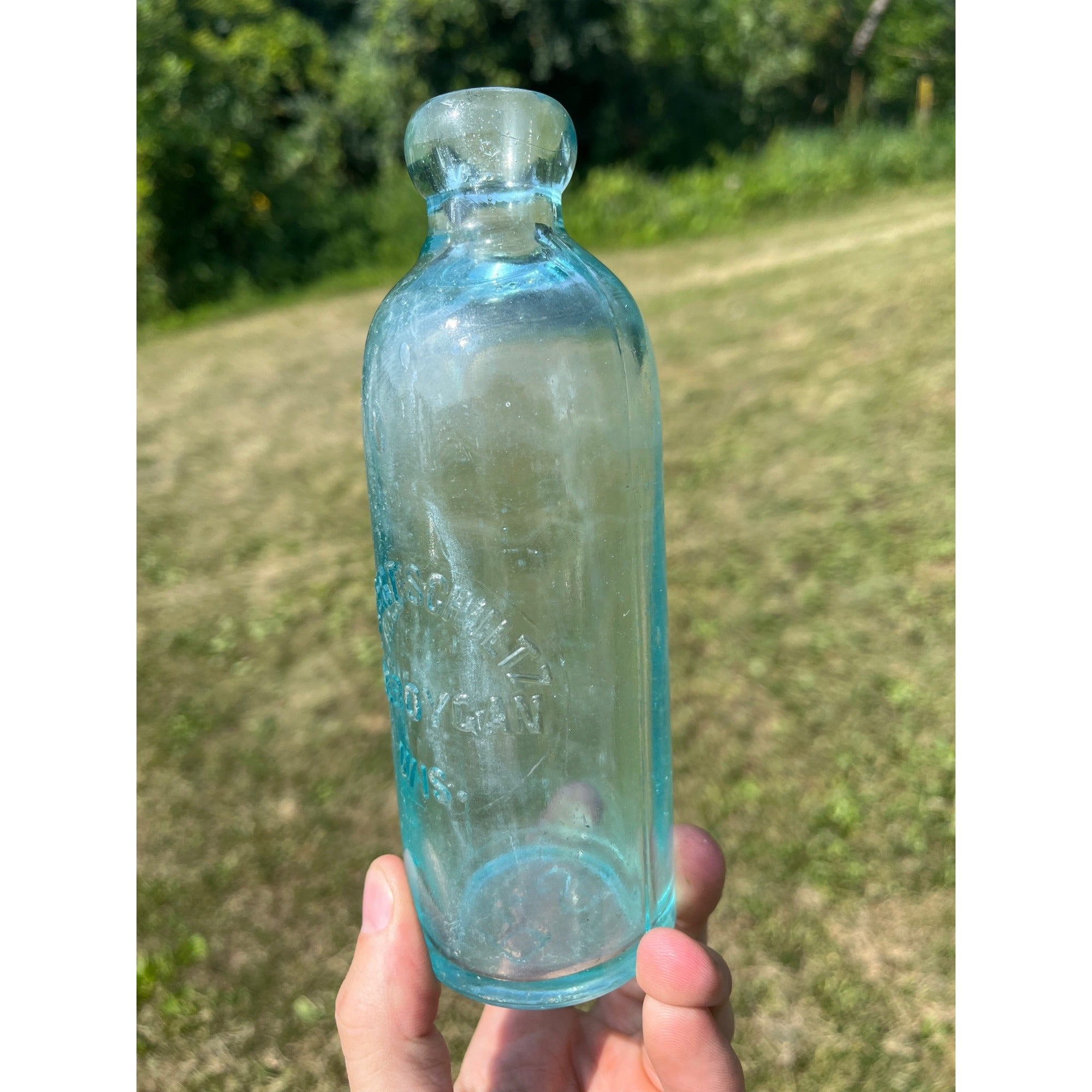 Vintage Robert Schultz Hutchinson Top Glass Bottle Sheboygan, Wisconsin