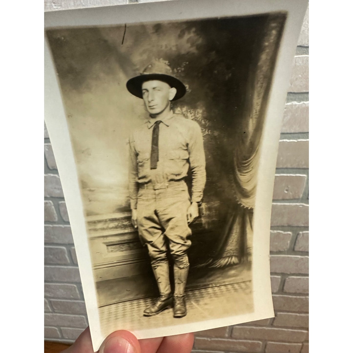 WWI Doughboy Solider Camp Taylor Kentucky RPPC in Uniform ID'd Photo Postcard