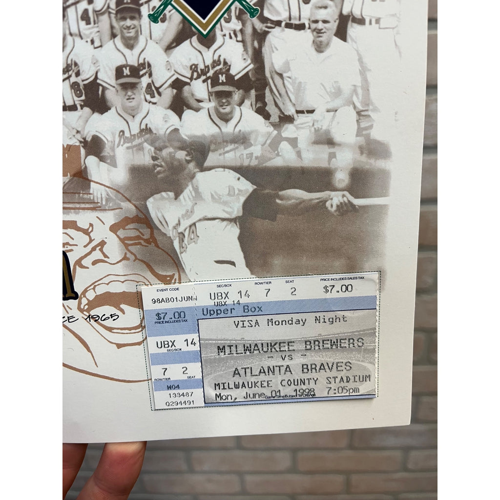 The Atlanta Braves Return To Milwaukee County Stadium June 1, 1998 Ticket Stub
