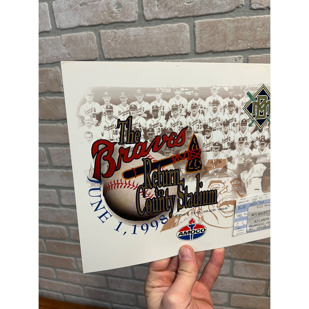 The Atlanta Braves Return To Milwaukee County Stadium June 1, 1998 Ticket Stub