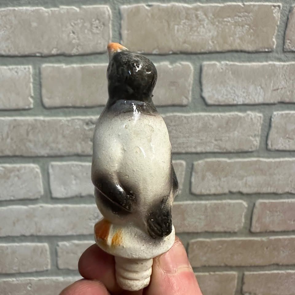 RARE Early 1900s German Pie Bird Vent Whistle Clay Penguin Figural Germany