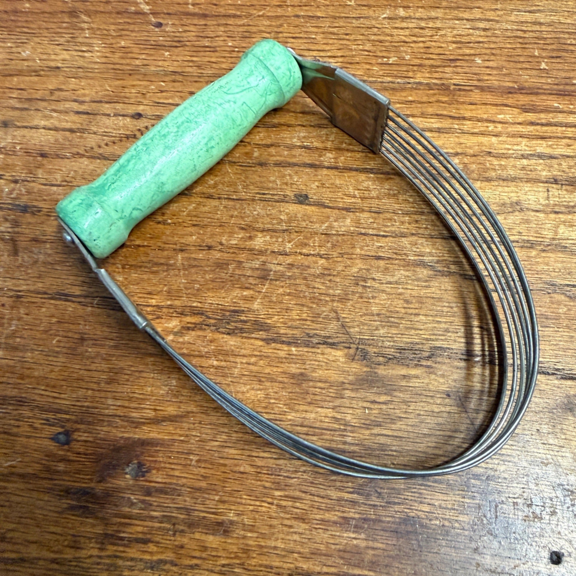 Vintage Androck Pastry Blender Potato Masher, Handheld Green Handle