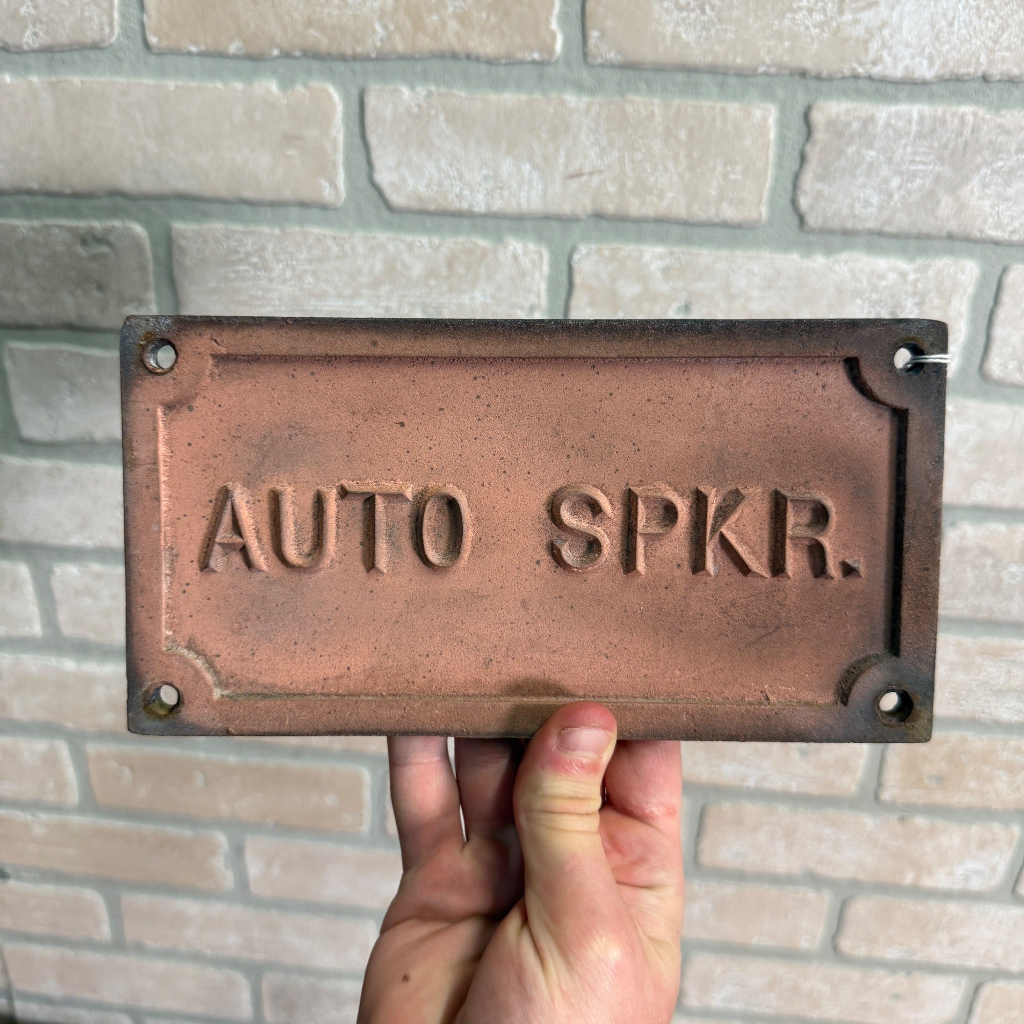 Vintage Auto Sprinkler Fire Dept Connection Cast Iron Sign