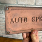 Vintage Auto Sprinkler Fire Dept Connection Cast Iron Sign