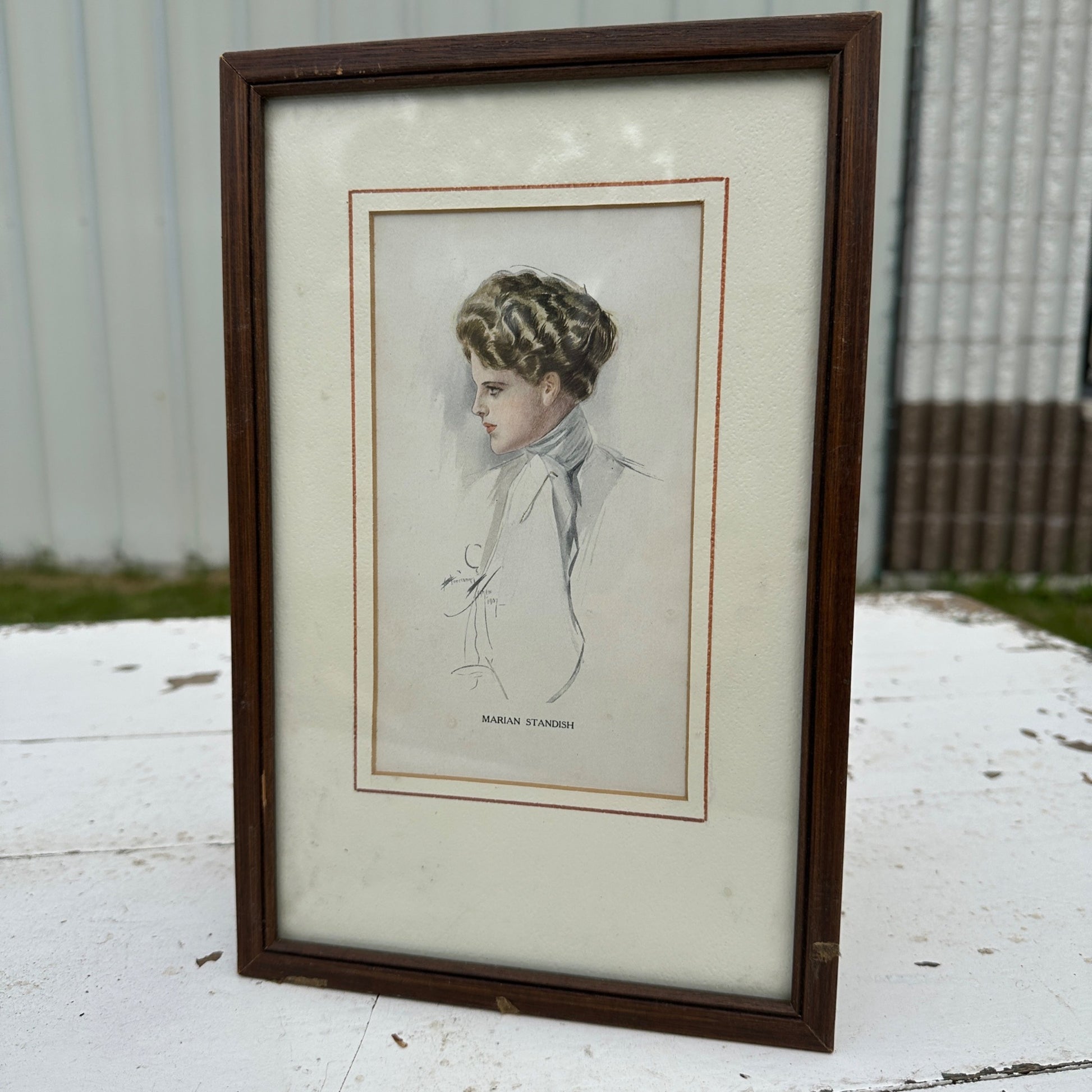 Marian Standish 1907 Harrison Fisher Framed Litho Victorian Women