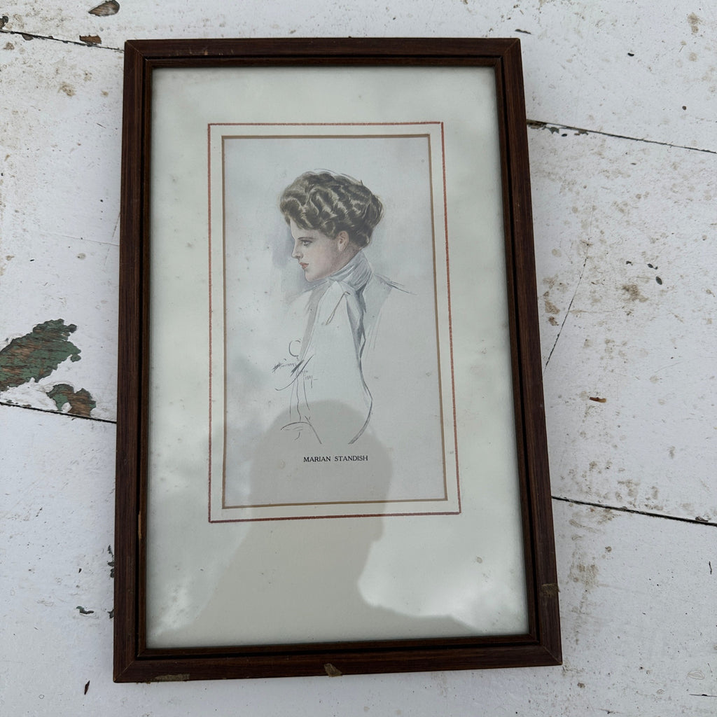 Marian Standish 1907 Harrison Fisher Framed Litho Victorian Women