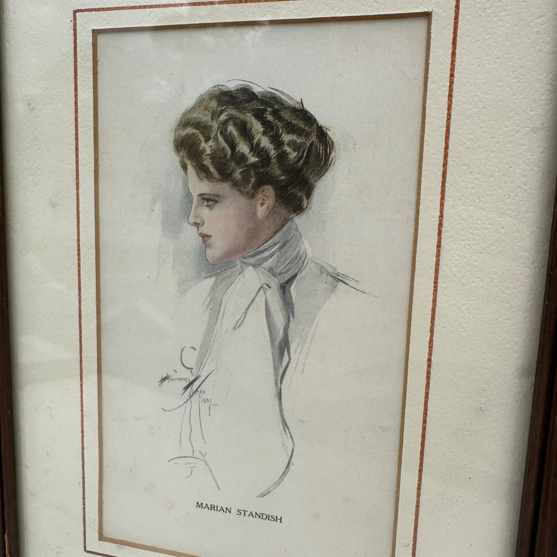 Marian Standish 1907 Harrison Fisher Framed Litho Victorian Women
