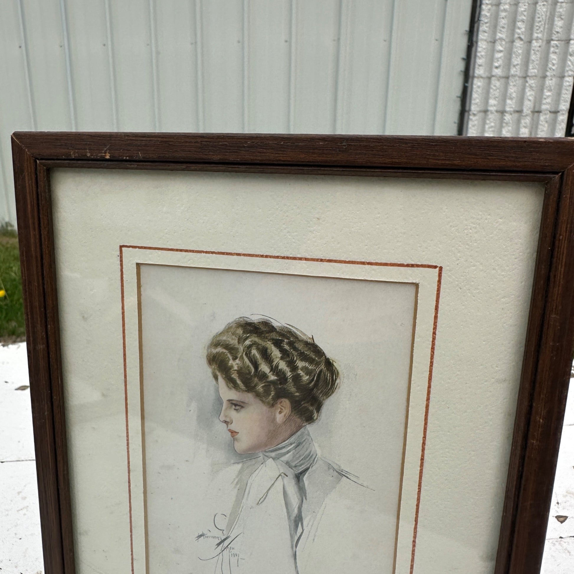Marian Standish 1907 Harrison Fisher Framed Litho Victorian Women