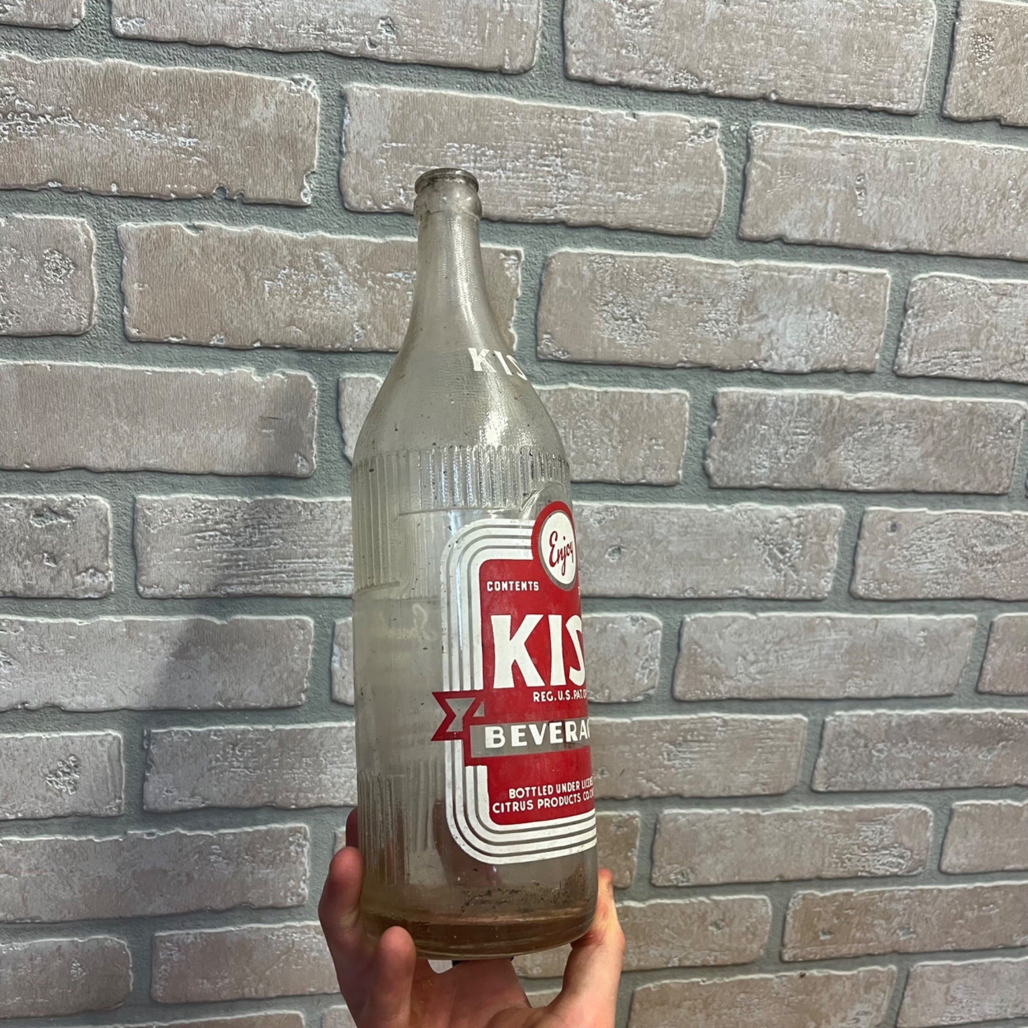 Kist Soda Bottle New London WI Clear 32 Oz Quart VTG Red Label Citrus Products Co