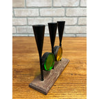 Vintage MCM 1960s Bo Svensk Swedish Art Glass Candle Holder Candelabra
