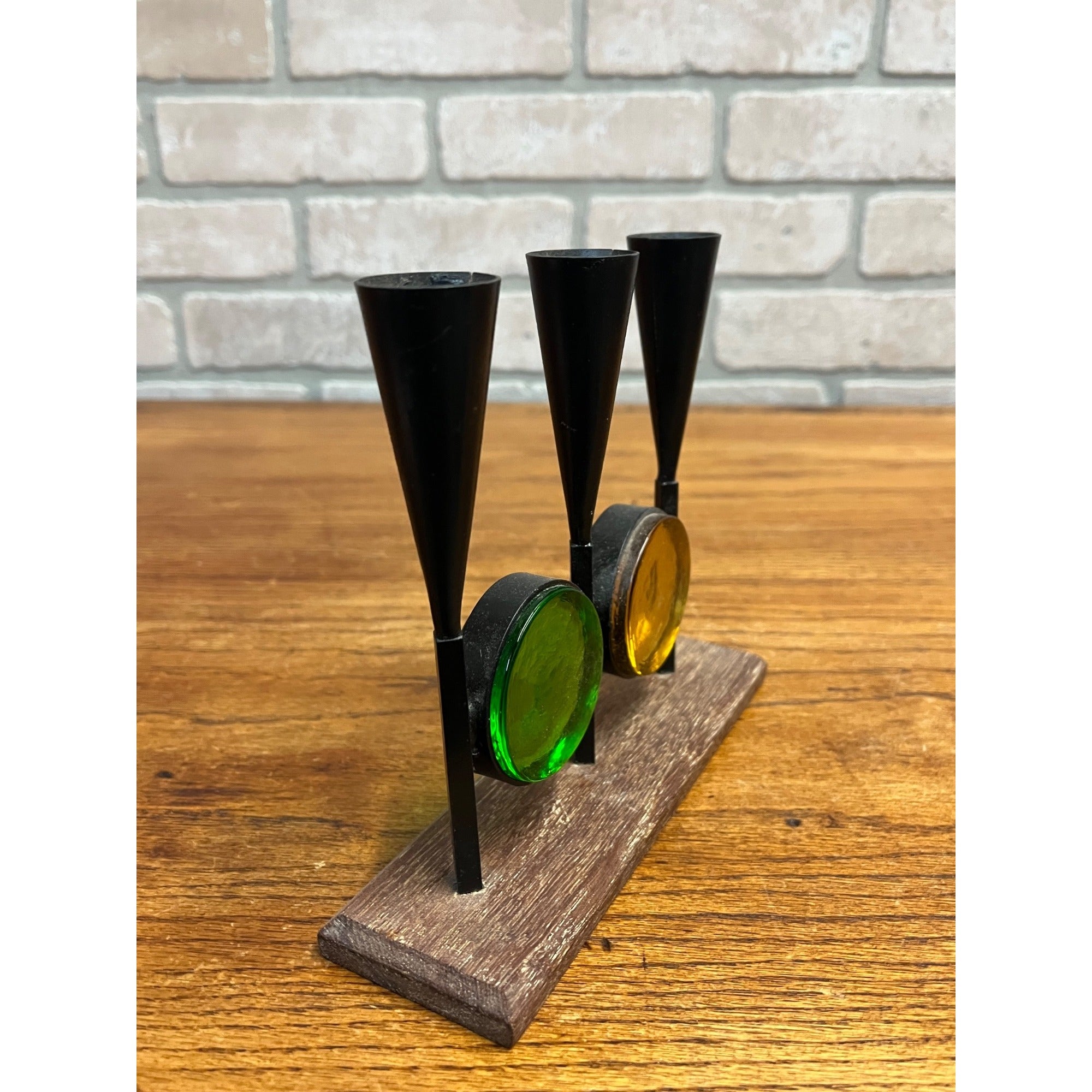 Vintage MCM 1960s Bo Svensk Swedish Art Glass Candle Holder Candelabra