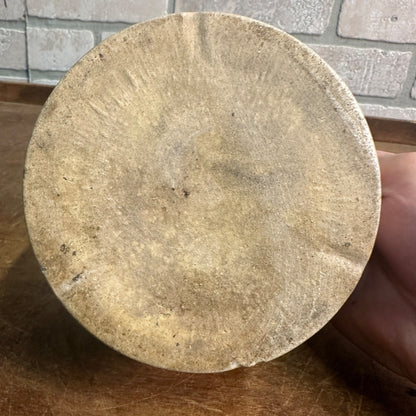 Antique 1-Pound 4-1/2" Two-Tone Stoneware Butter Crock Pottery Brown White