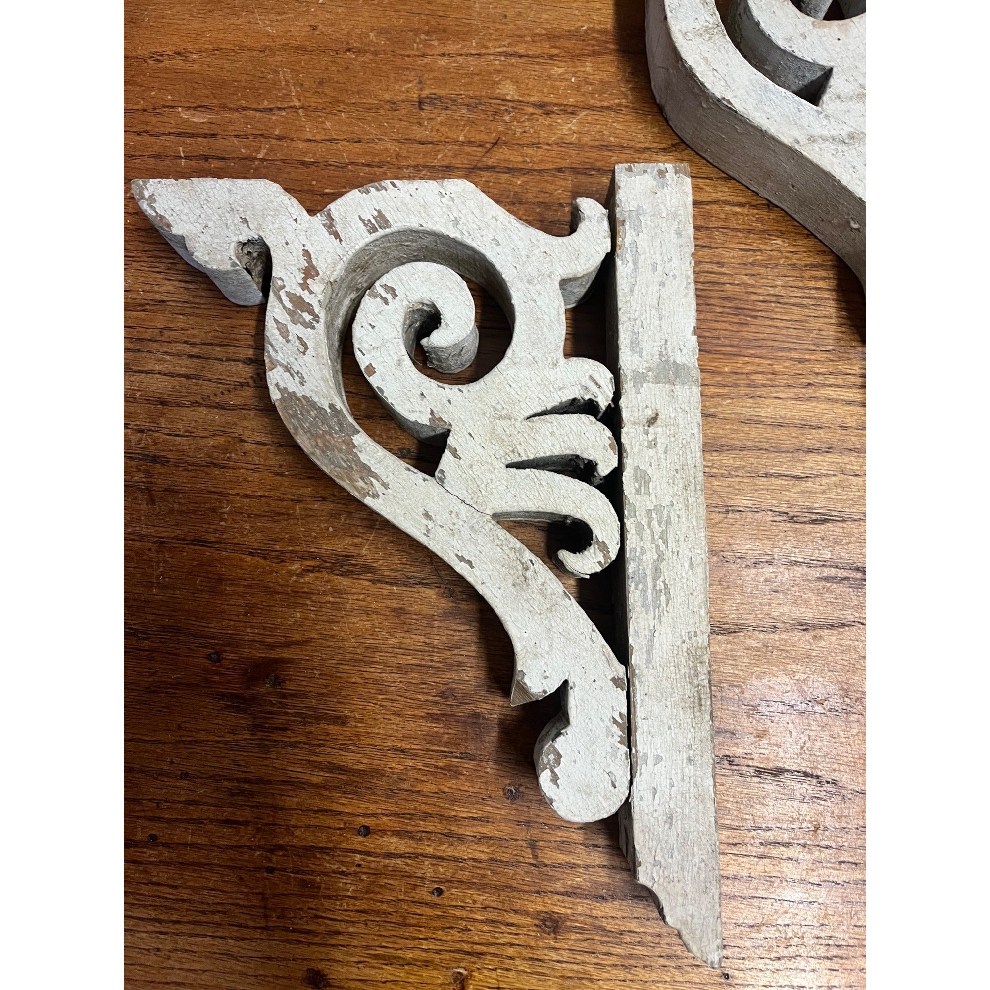 Antique Ornate Wooden Corbel Set With Original Paint Victorian or Farmhouse Decor