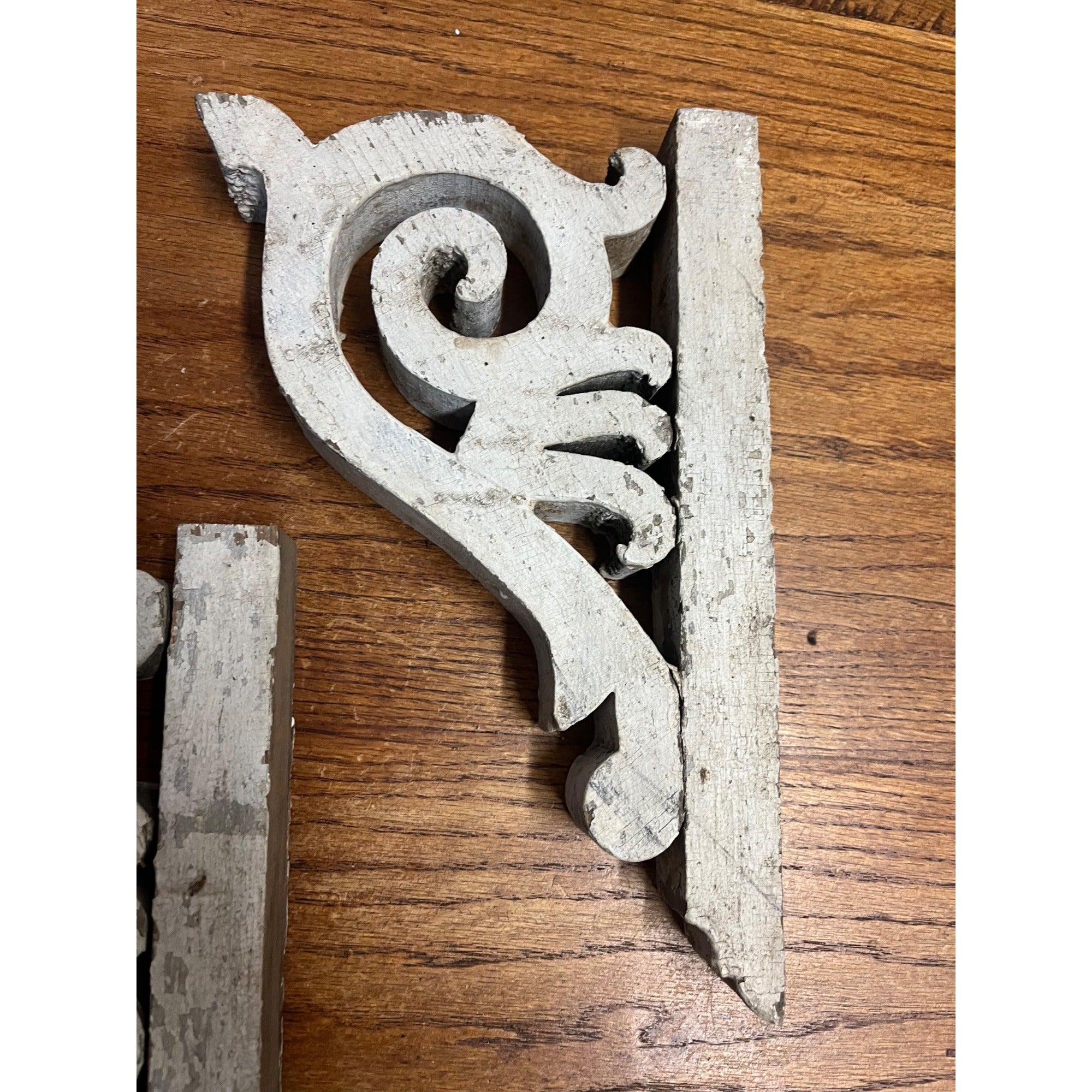 Antique Ornate Wooden Corbel Set With Original Paint Victorian or Farmhouse Decor
