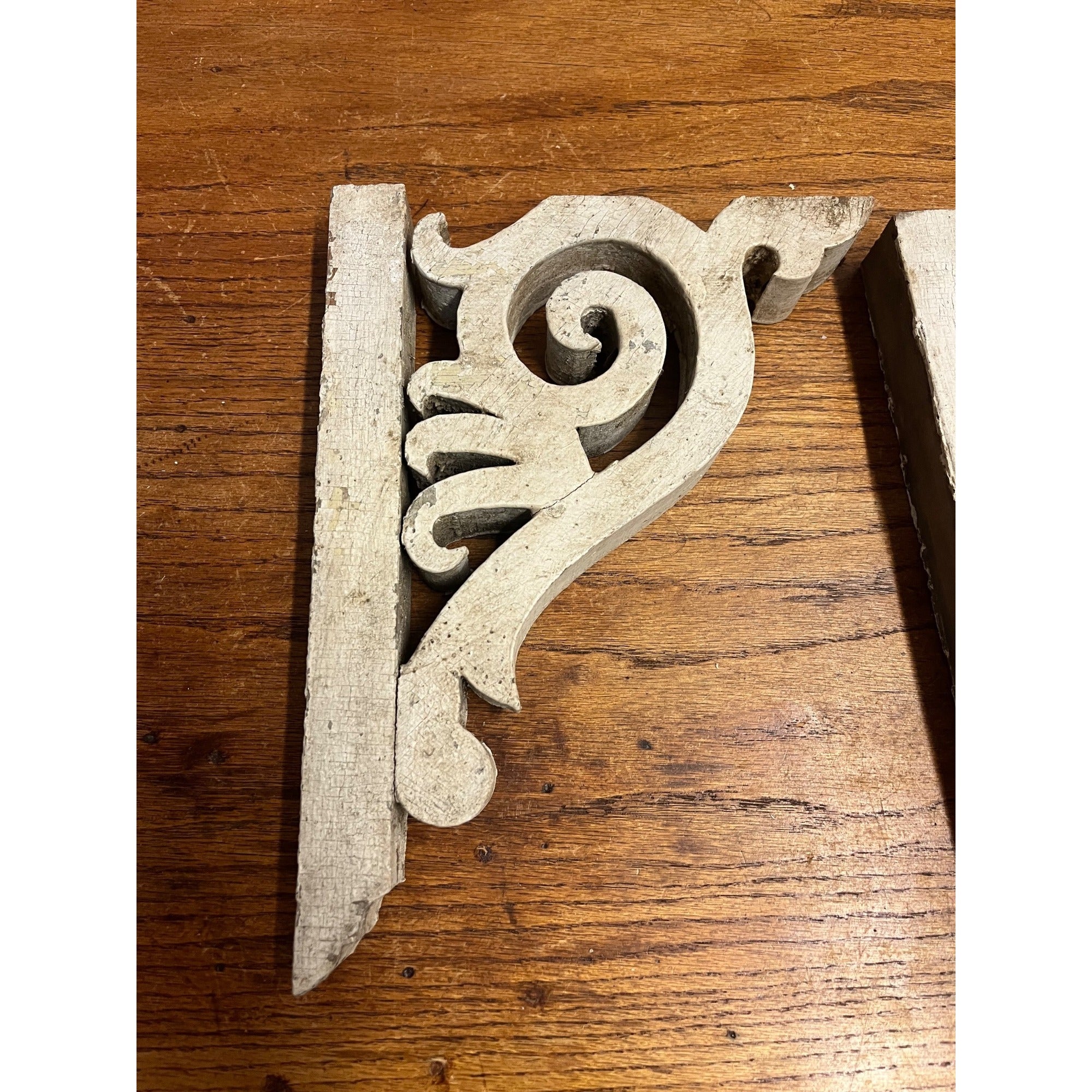 Antique Ornate Wooden Corbel Set With Original Paint Victorian or Farmhouse Decor