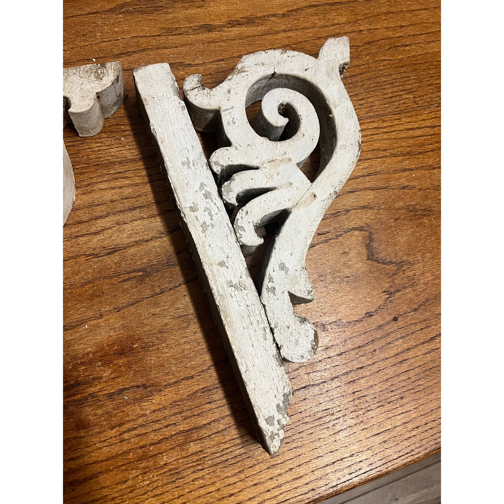 Antique Ornate Wooden Corbel Set With Original Paint Victorian or Farmhouse Decor