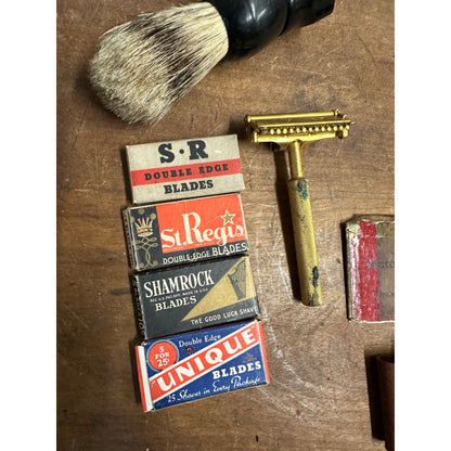 Vintage 1900s Valet "Million Dollar Razor" Auto Strop Gold Finish w/ Box + Extras