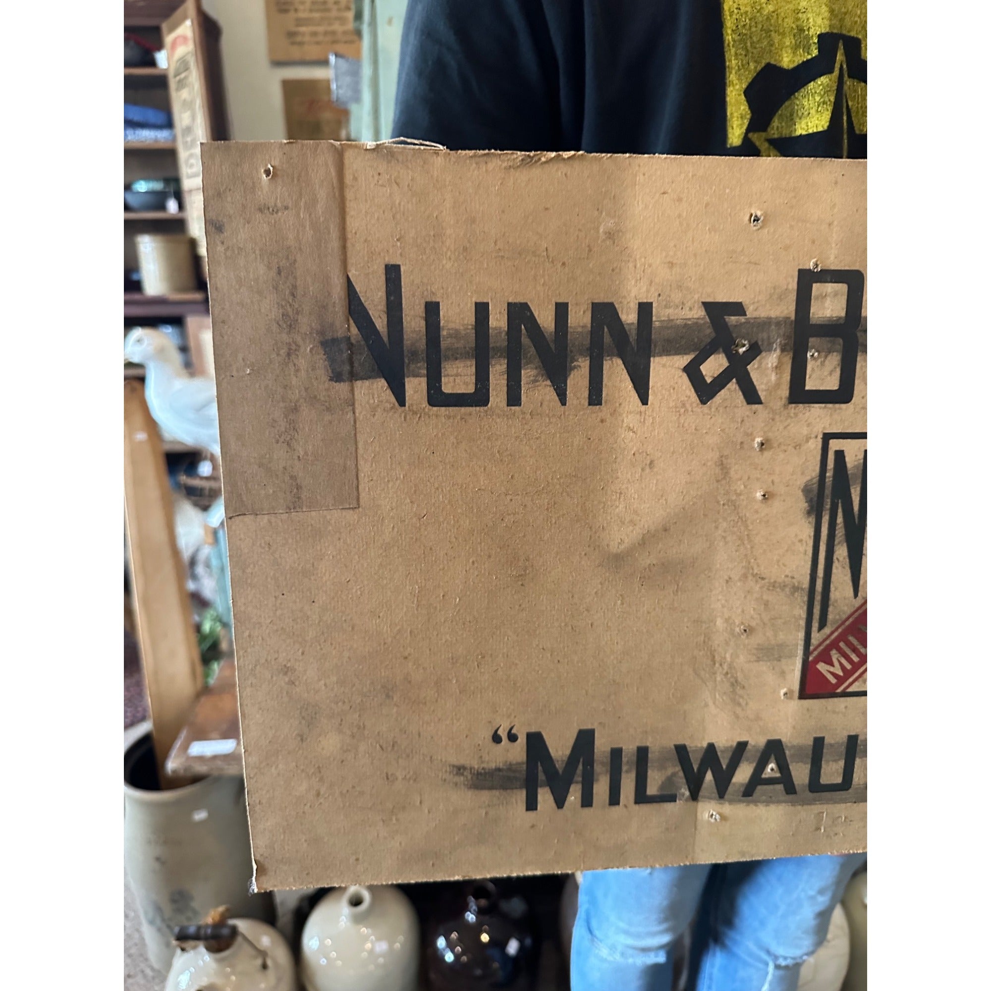 Vintage 1920s Nunn & Bush Shoe Co. Milwaukee Wis  Advertising Cardboard Sign