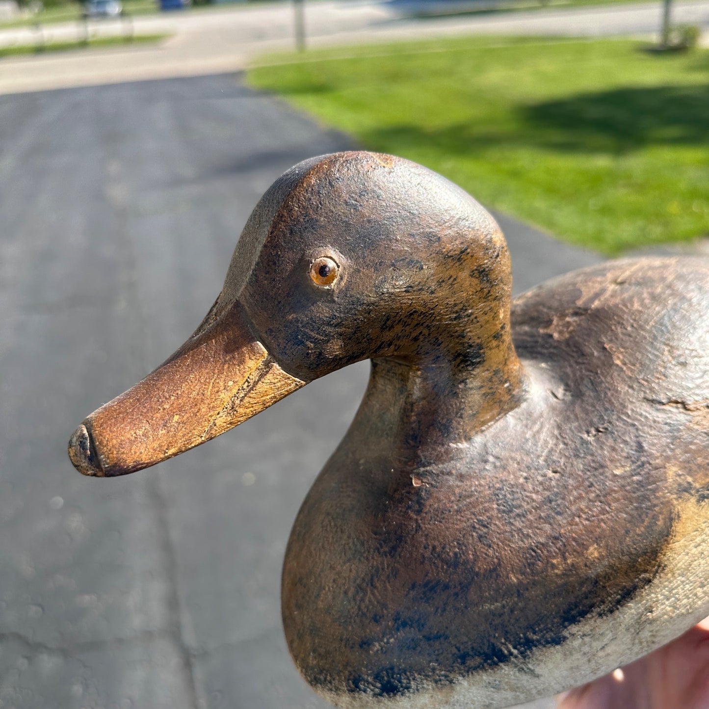 Vintage Gus Nelow Hen Mallard Duck Decoy Wooden Wisconsin