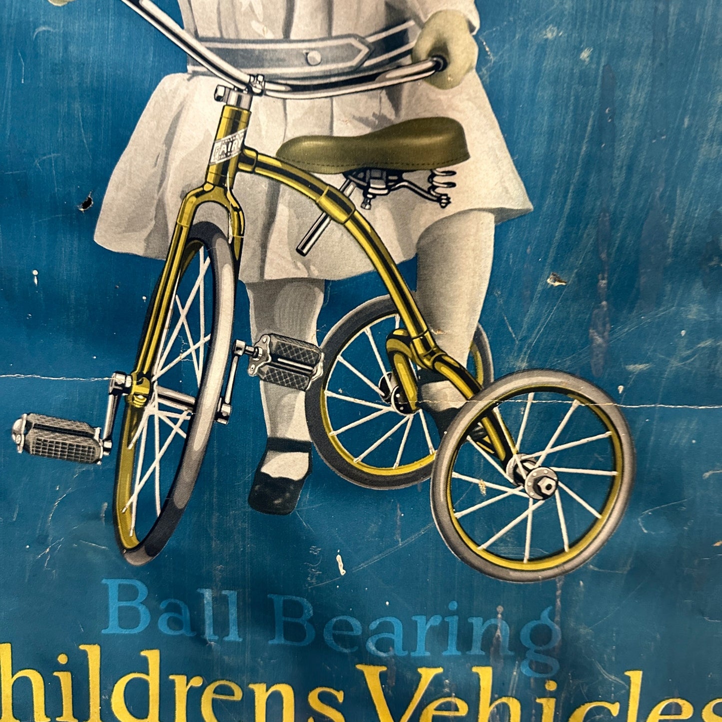 Vintage "The Fairy Line" Toy Vehicles Bicycles Tricycle Paper Litho Sign Poster