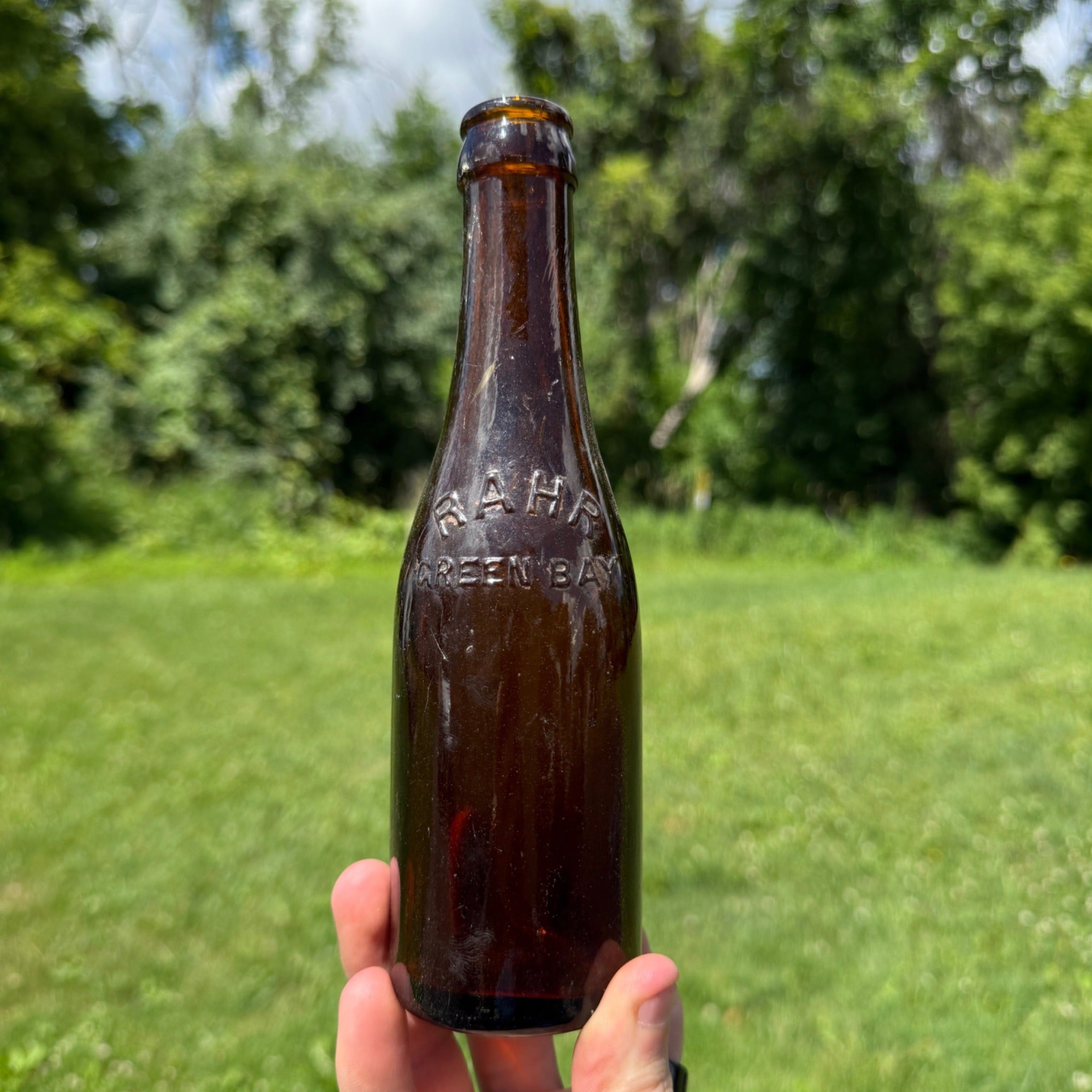 Pre Pro 1910s Rahrs Beer Rahr Green Bay Wis 8" Beer Amber Bottle Wisconsin As-Is