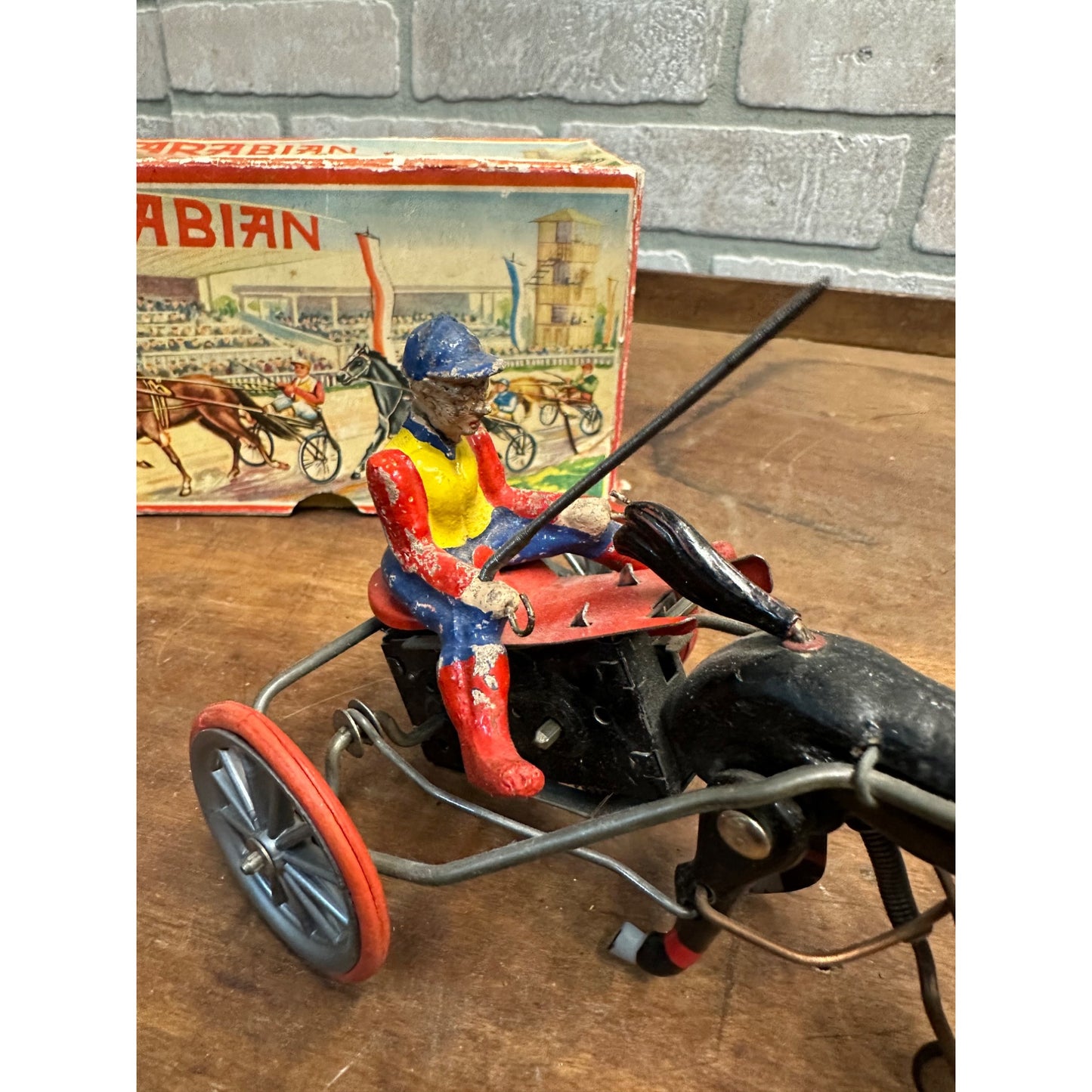 Vintage 1950s Arabian Racing Horse Windup Toy DGM West Germany + Box