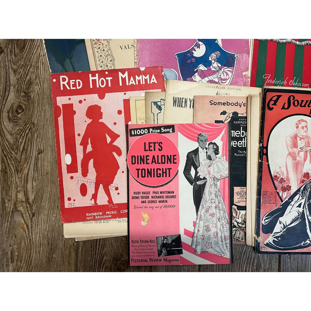 Antique Huge Lot 1890s - Early 1900s Piano Sheet Music Repuropse Scrapbooking Art