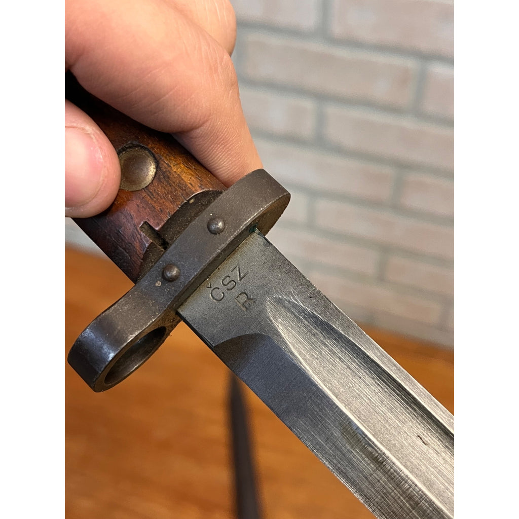 WWII Czech VZ24 Mauser Rifle Bayonet CSZ Marked Scabbard Leather Frog Military