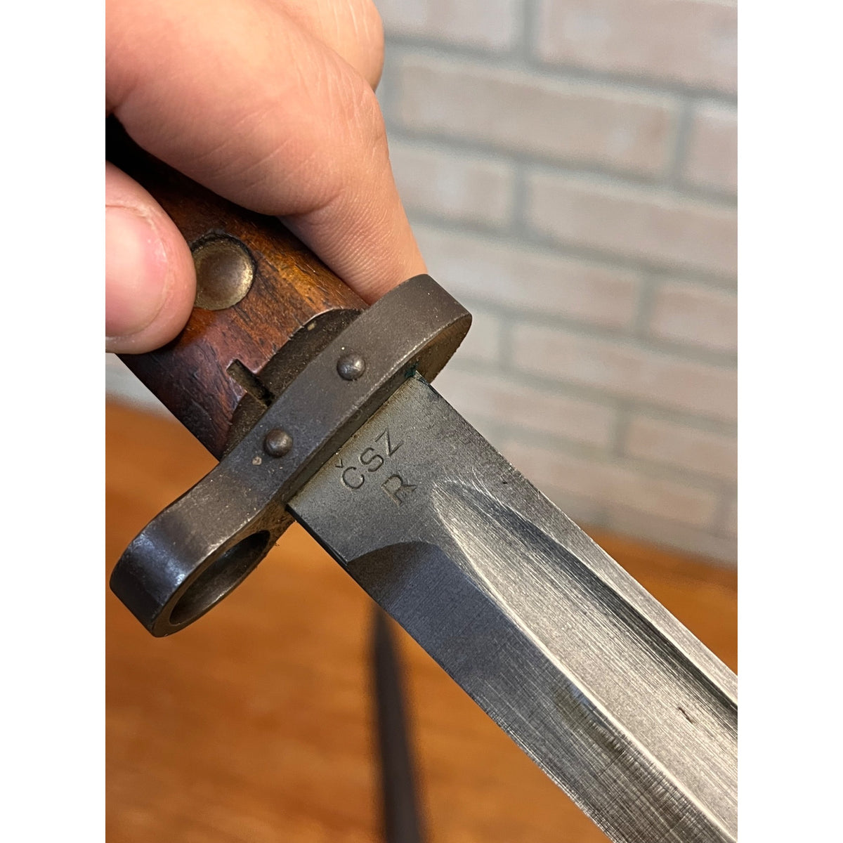 WWII Czech VZ24 Mauser Rifle Bayonet CSZ Marked Scabbard Leather Frog Military
