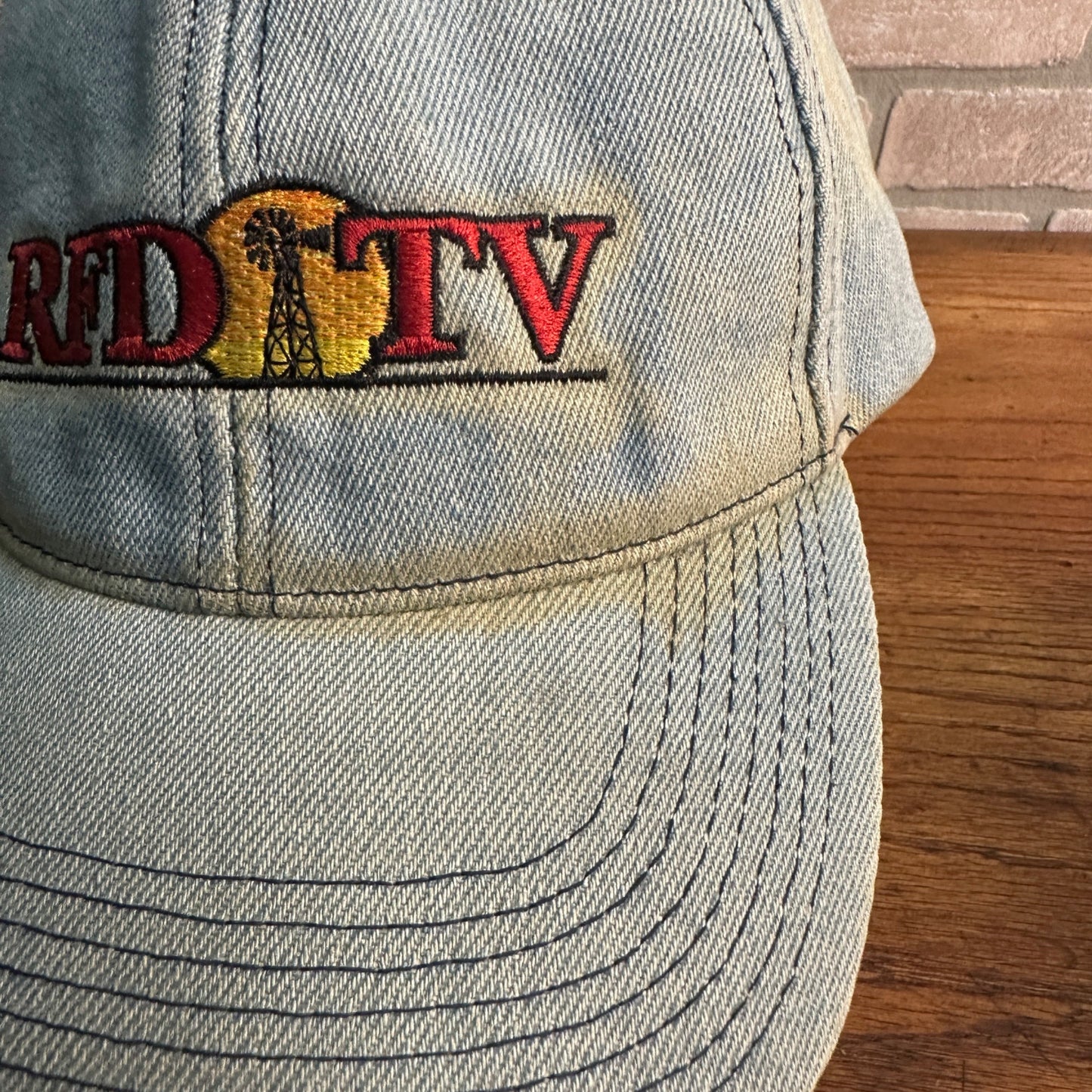 Vtg RFD TV Hat Cap Denim Farmer Trucker Jean Embroidered Rural Media Group