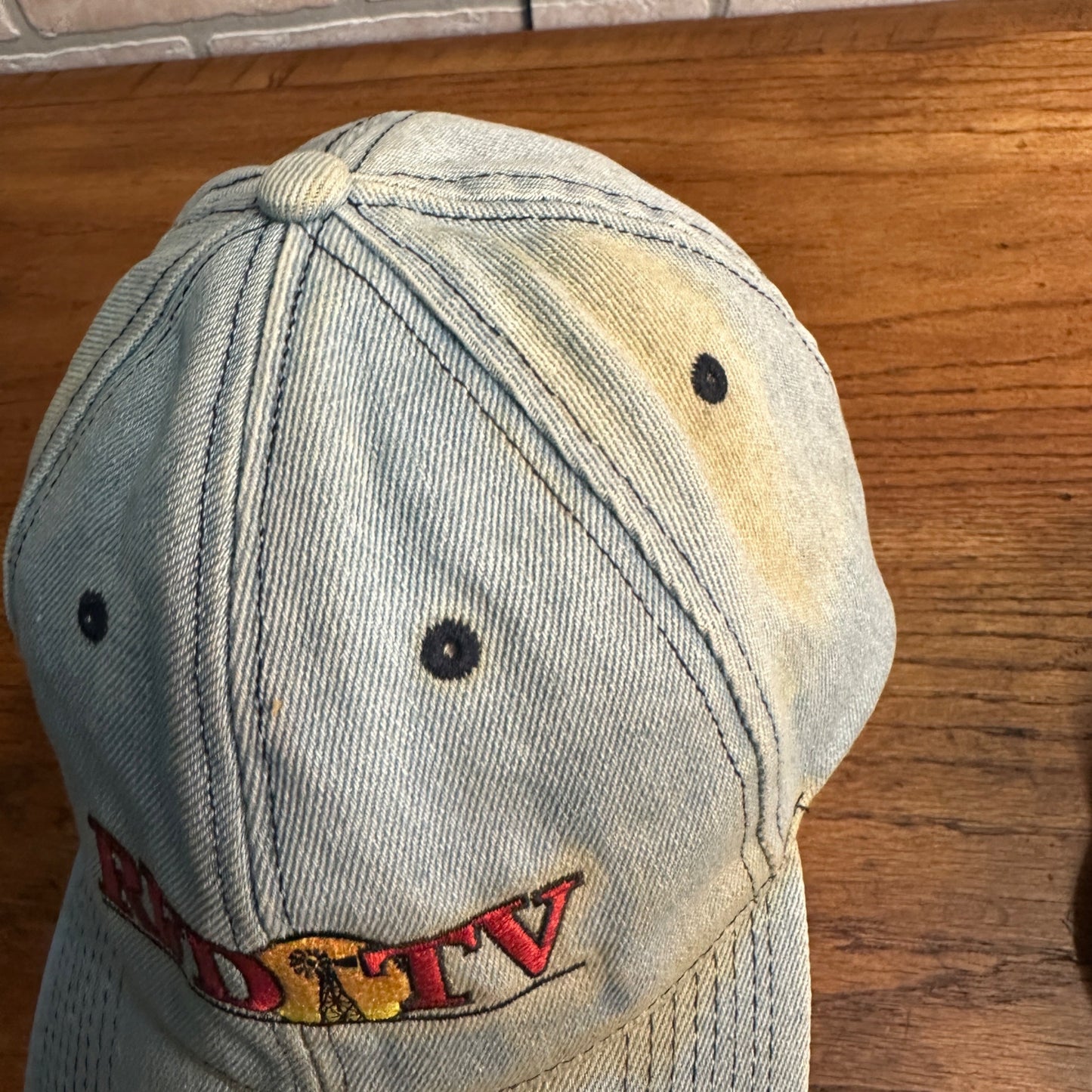 Vtg RFD TV Hat Cap Denim Farmer Trucker Jean Embroidered Rural Media Group