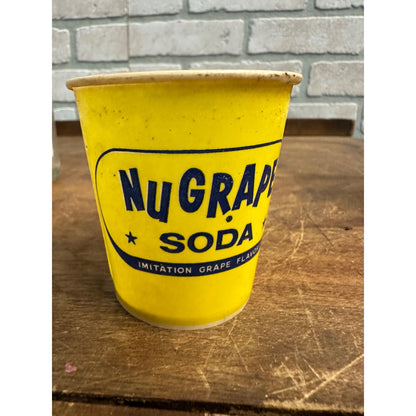 VINTAGE WAX PAPER CUP NUGRAPE SODA POP YELLOW 4OZ