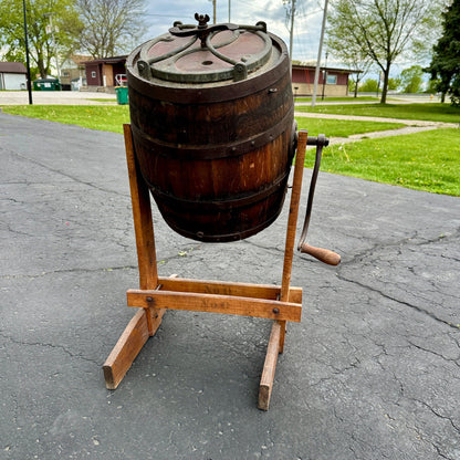 Antique Wooden Butter Churn on Stand No 0. Primitive Dairy Rustic Decor