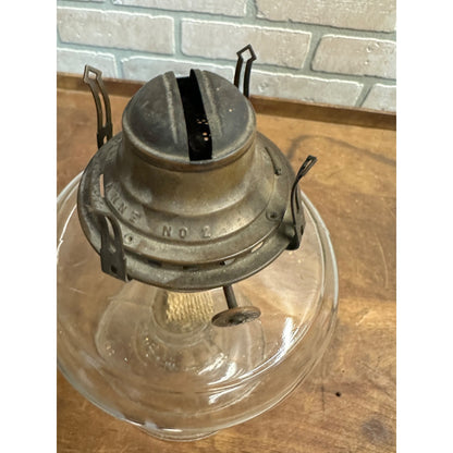 Antique 1900s Riverside 8-Panel Pedestal Oil Lamp Glass EAPG w/ Queen Anne 2 Burner