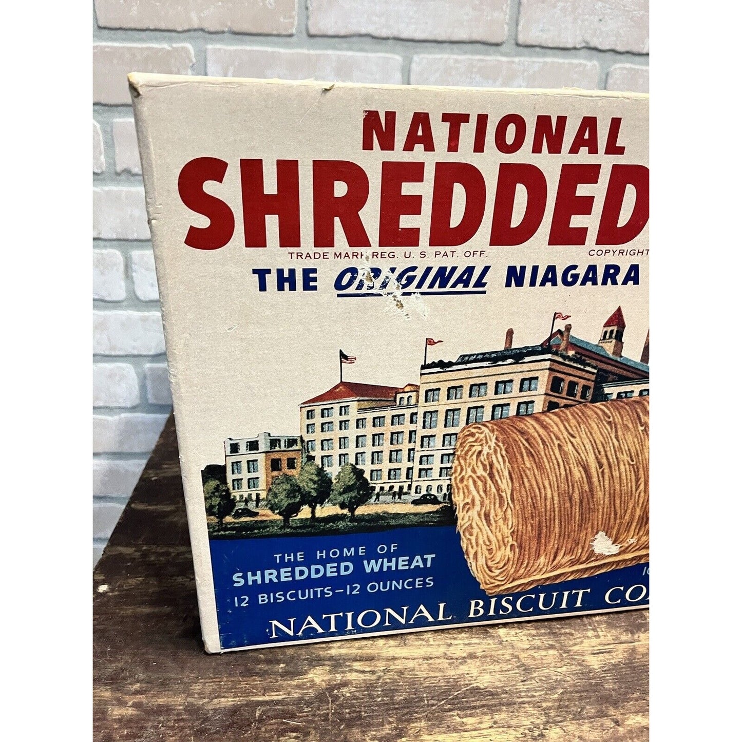 Vintage 1939 National Biscuit Co. Shredded Wheat Cereal Crate Box Advertising