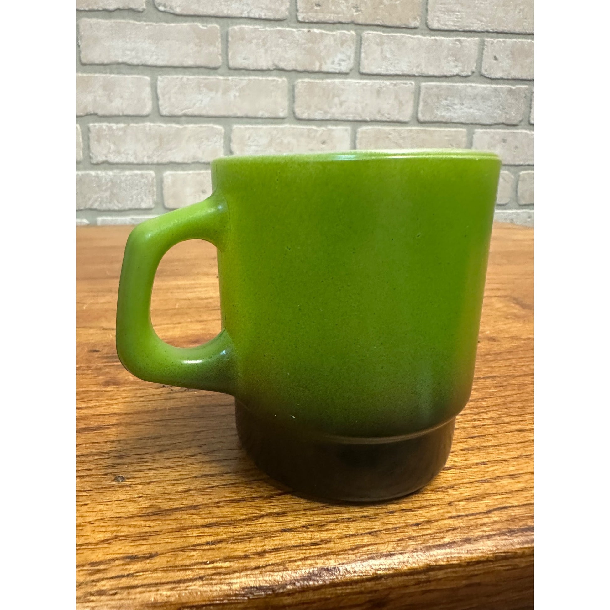 Vintage Fire King Anchor Hocking Gingham Olive Green / Black Stackable Mug (1)