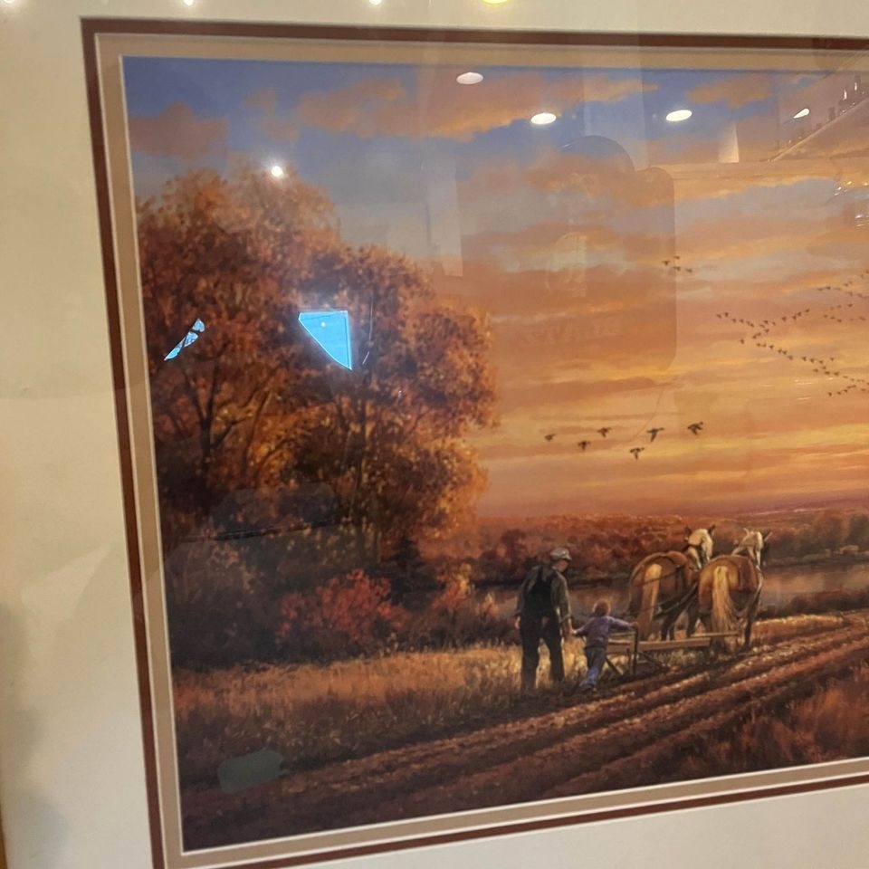 George Kovach Signed “Thoughts of Home” Art Print Framed Farm Ranch Sunset Scene