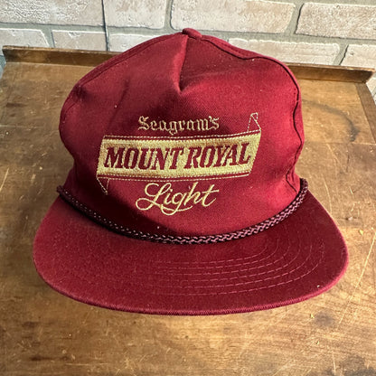 VINTAGE RED MOUNT ROYAL LIGHT SEAGRAMS RETRO SNAPBACK HAT ROPE EMBROIDERED