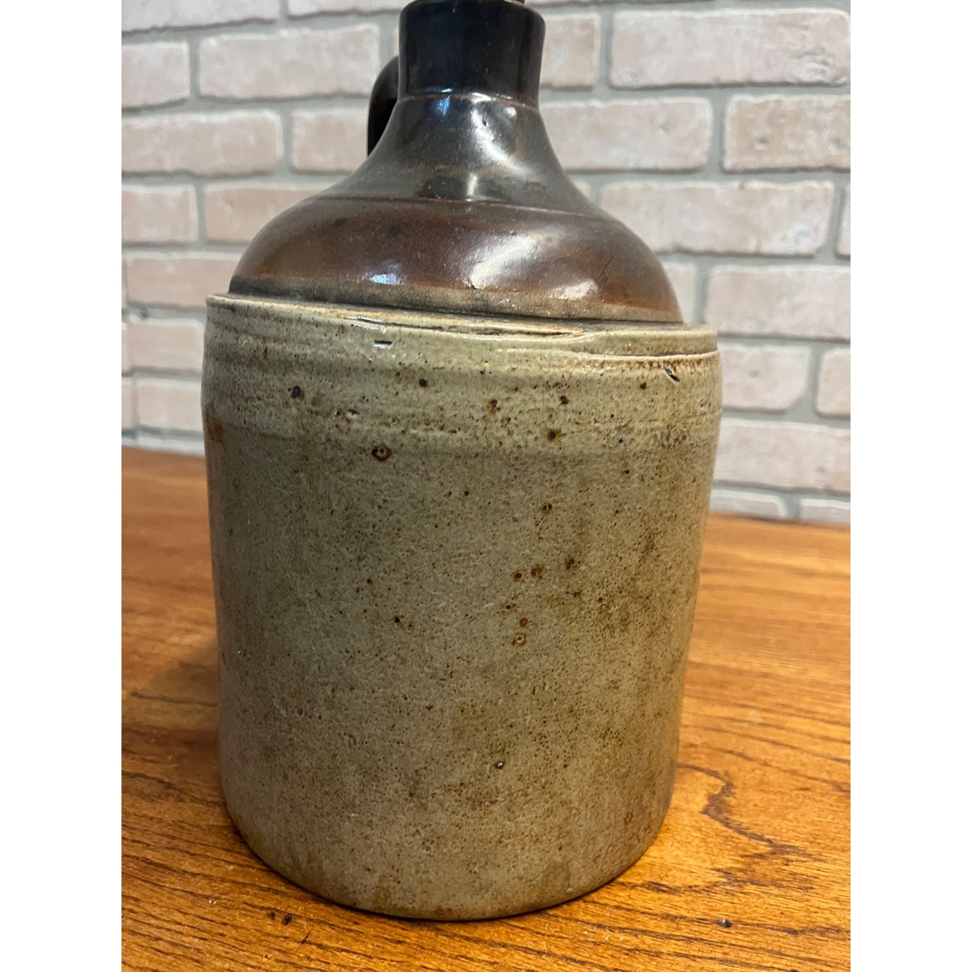 Antique Primitive Whiskey Stoneware Two-Tone Jug Crock Farmhouse Rustic