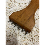 Primitive ANTIQUE Vintage LEATHER Nylon WEBBING / CARPET STRETCHER WOODEN TOOL
