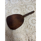 Primitive ANTIQUE Vintage LEATHER Nylon WEBBING / CARPET STRETCHER WOODEN TOOL