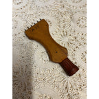 Primitive ANTIQUE Vintage LEATHER Nylon WEBBING / CARPET STRETCHER WOODEN TOOL