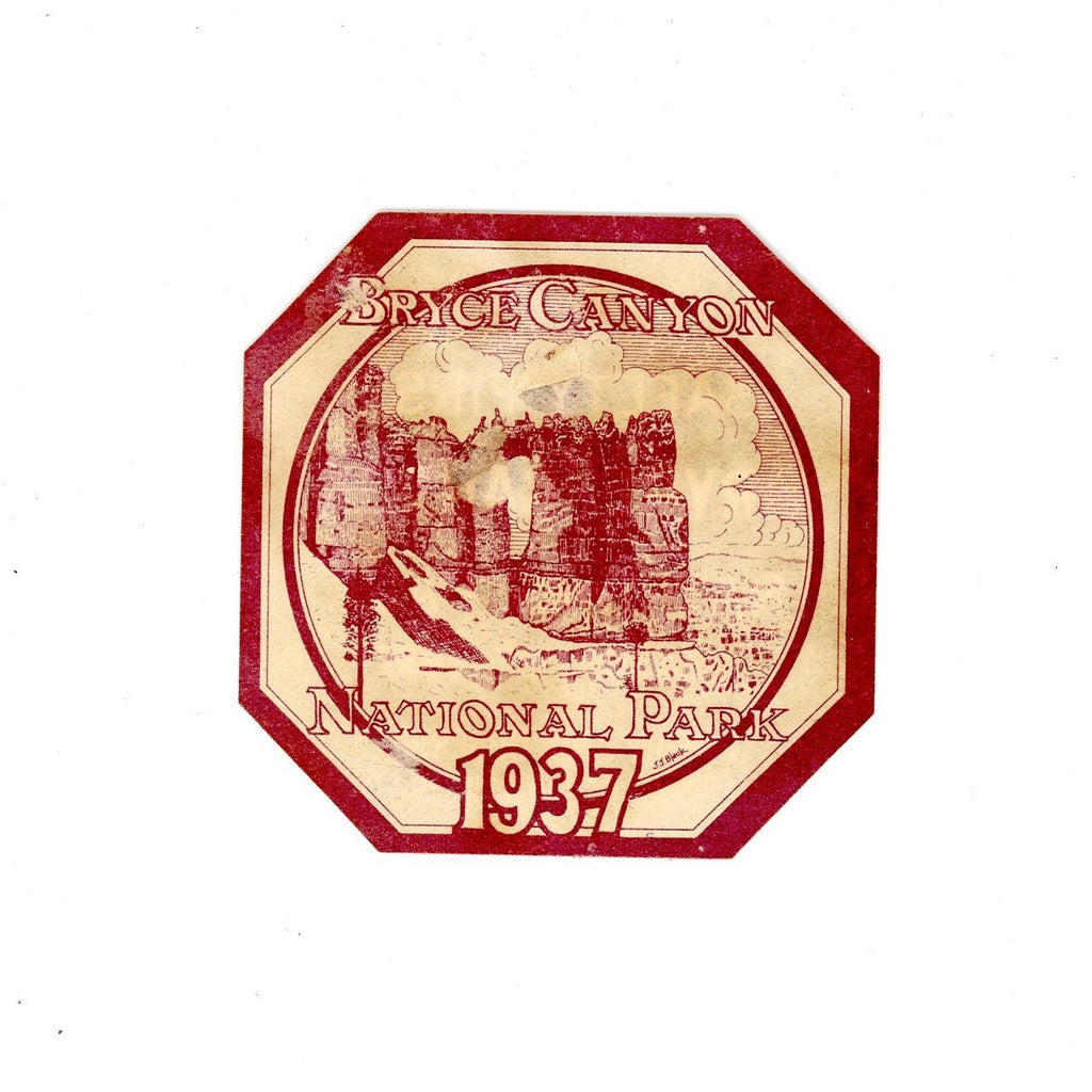 Scarce Original 1937 Window Decal Sticker from Bryce Canyon National Park