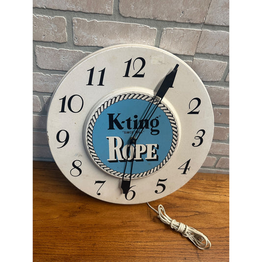 Vintage K-Ting Rope Advertising Clock Sign Store Display Cating Maspeth NY 18"