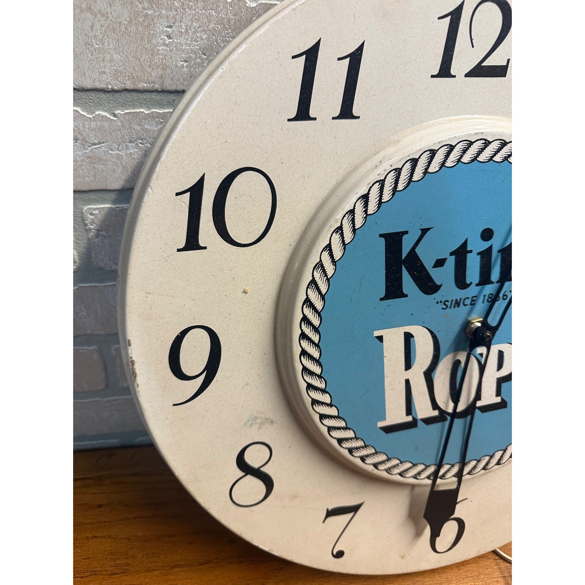 Vintage K-Ting Rope Advertising Clock Sign Store Display Cating Maspeth NY 18"